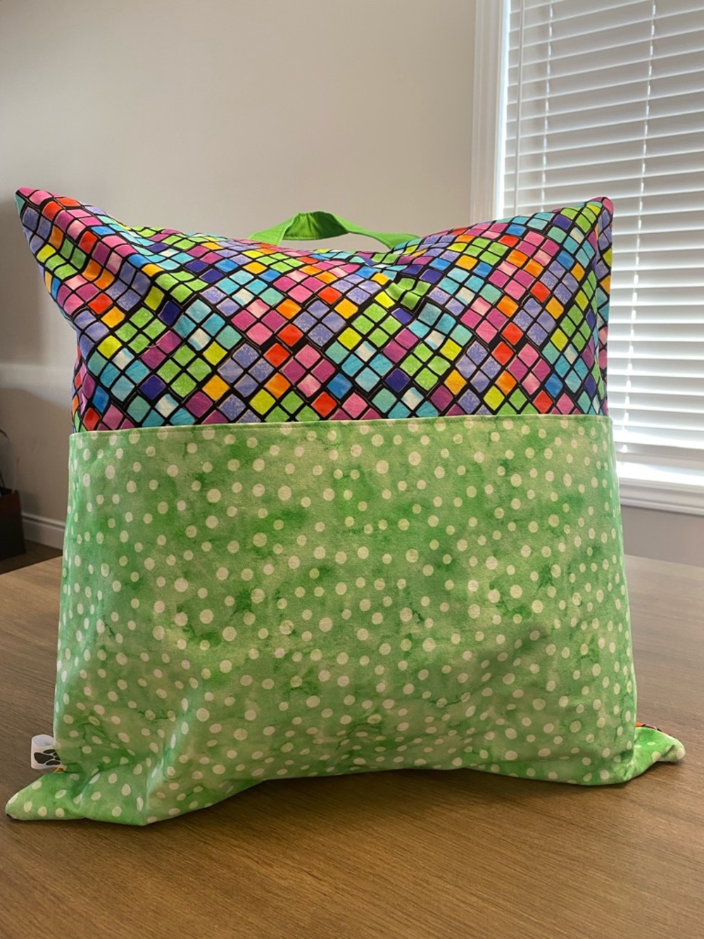 Handmade Mosaic Kids Reading Pillow with Book Pocket